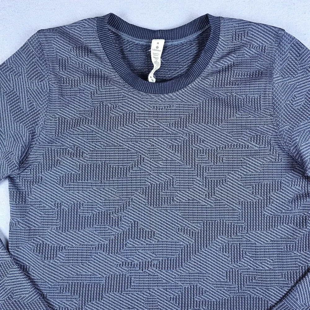 Lululemon Swiftly Breathe Shirt Womens 4 Black Camo Long Sleeve Vented Crewneck
